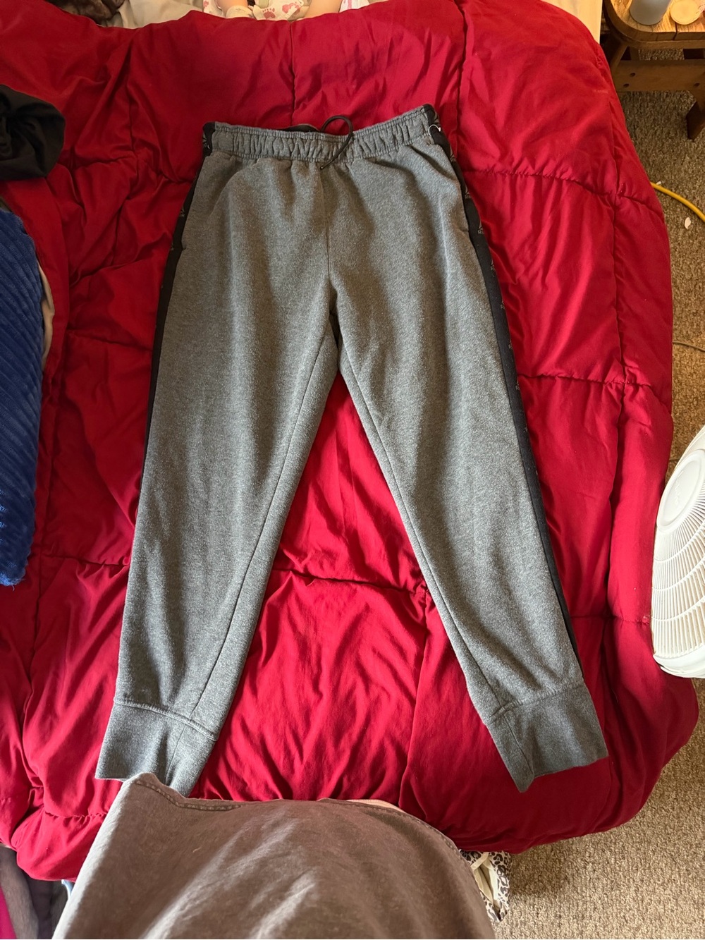 Reebok Gray Jogger Pants with Black Side Trim